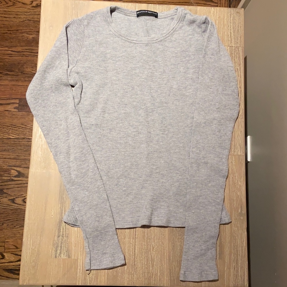 Brandy Gray Waffle Knit Long Sleeve Tee